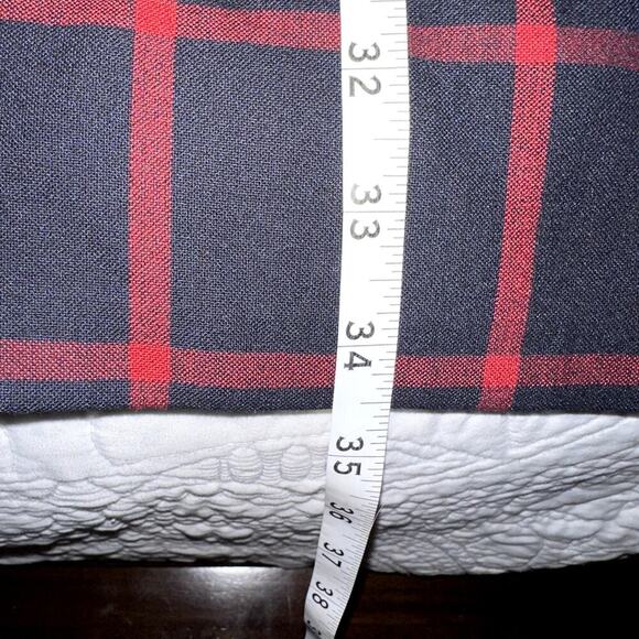 ZARA TRAFALUC Mini Dress Plaid Ruffle Shift Navy Blue Red Womens LG Long Sleeve - Picture 9 of 9